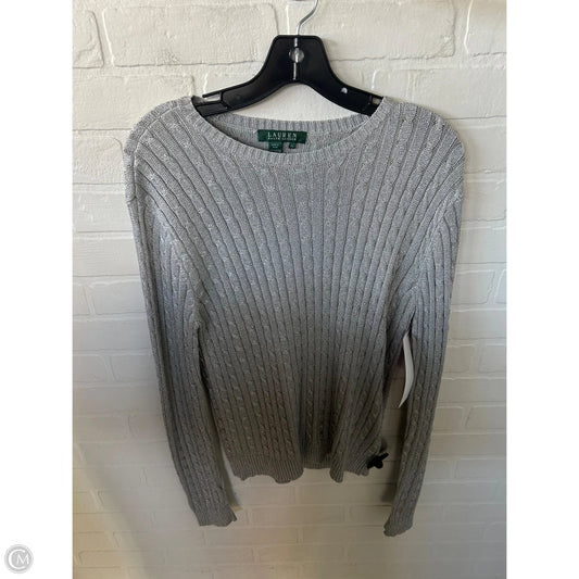 Sweater By Lauren By Ralph Lauren In Silver, Size: Xl