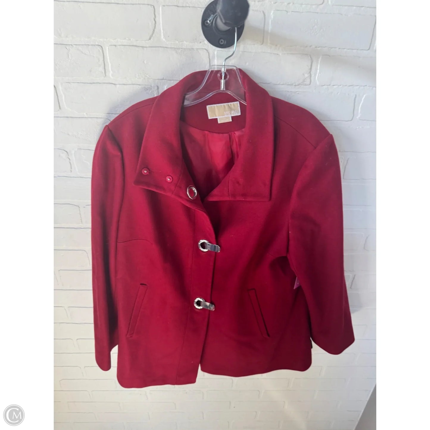 Coat Wool By Michael By Michael Kors In Red & Silver, Size: 2x
