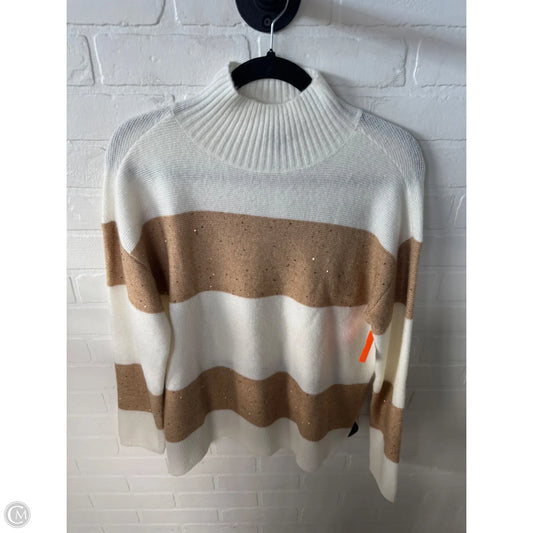 Sweater By Talbots In Tan & White, Size: M