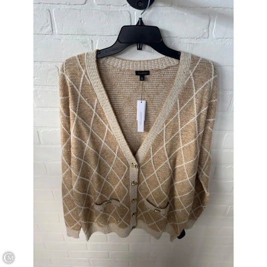 Sweater Cardigan By Talbots In Cream & Tan, Size: M