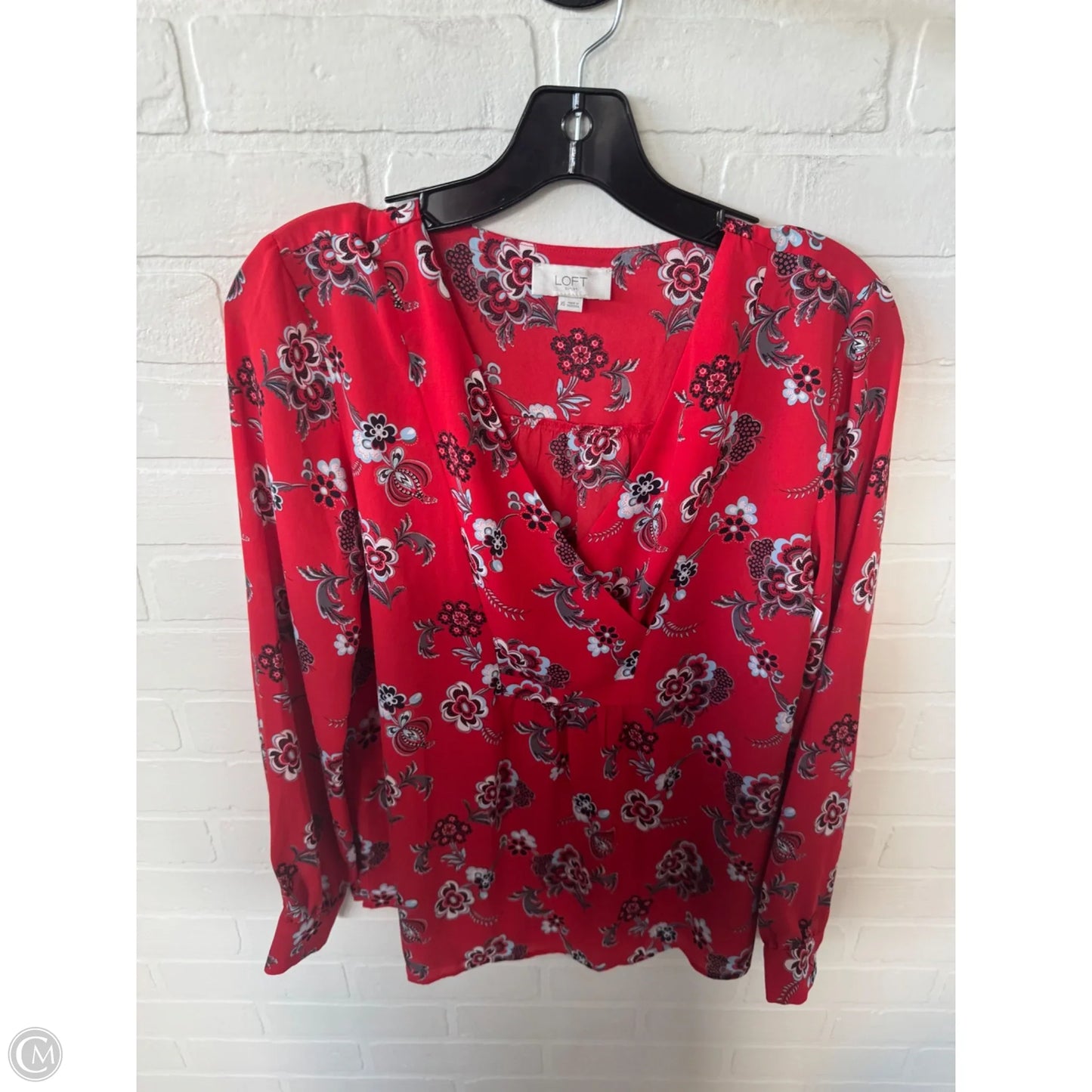 Top Long Sleeve By Loft In Red & White, Size: Xs