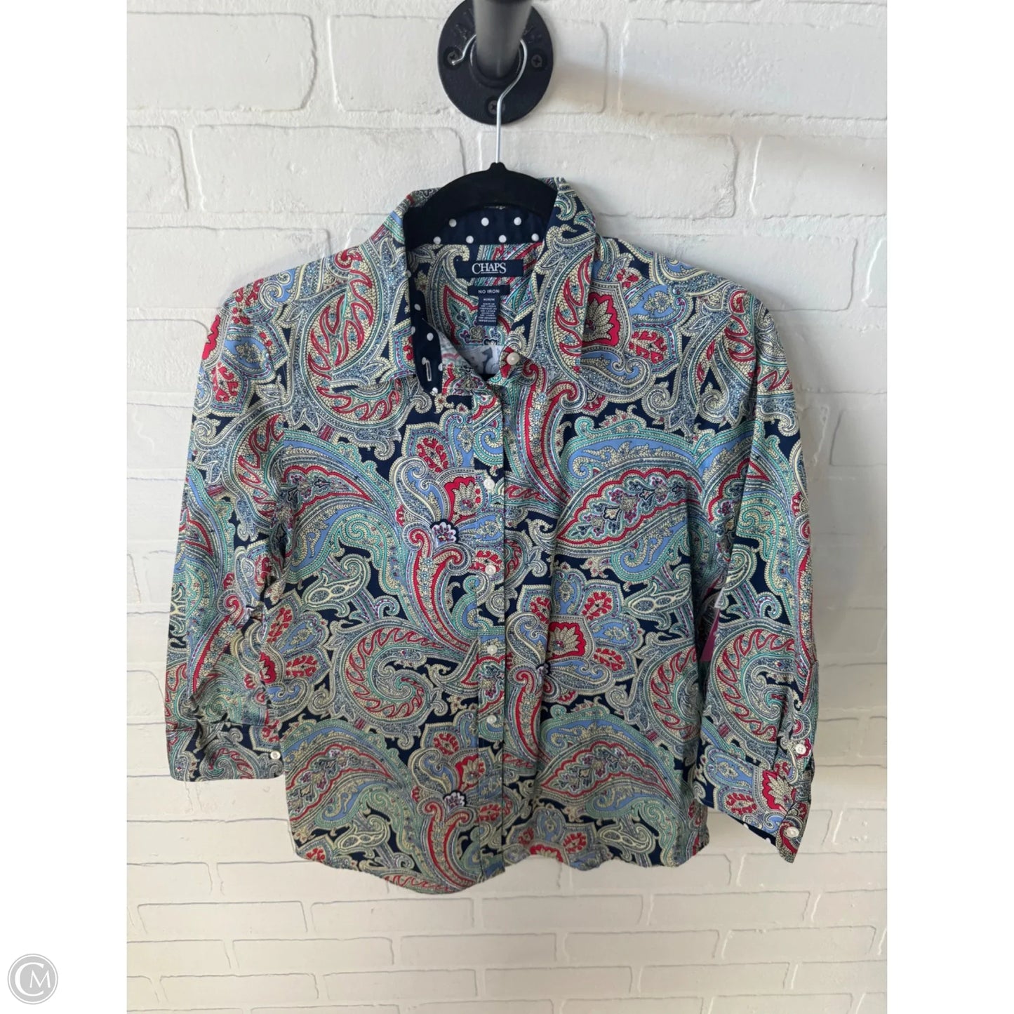 Blouse Long Sleeve By Chaps In Paisley Print, Size: M
