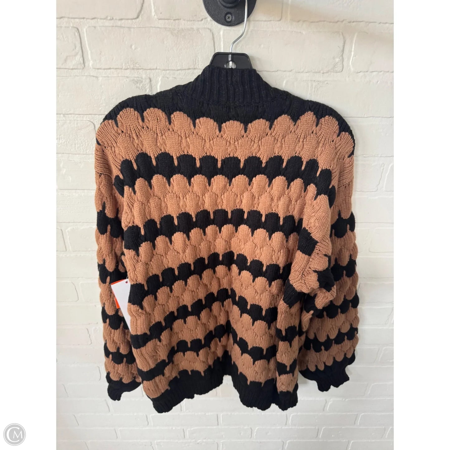 Sweater Cardigan By Kirundo In Black & Tan, Size: S