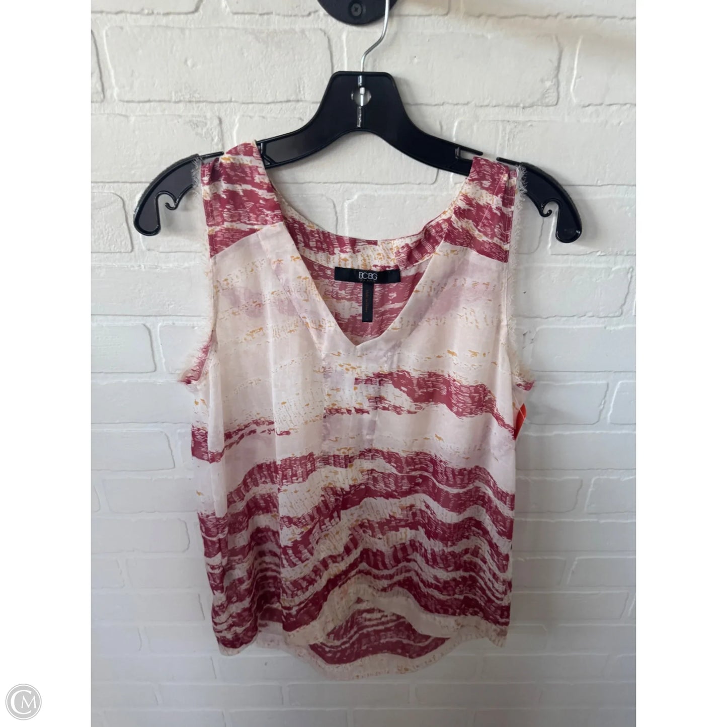 Top Sleeveless By Bcbg In Cream & Red, Size: S