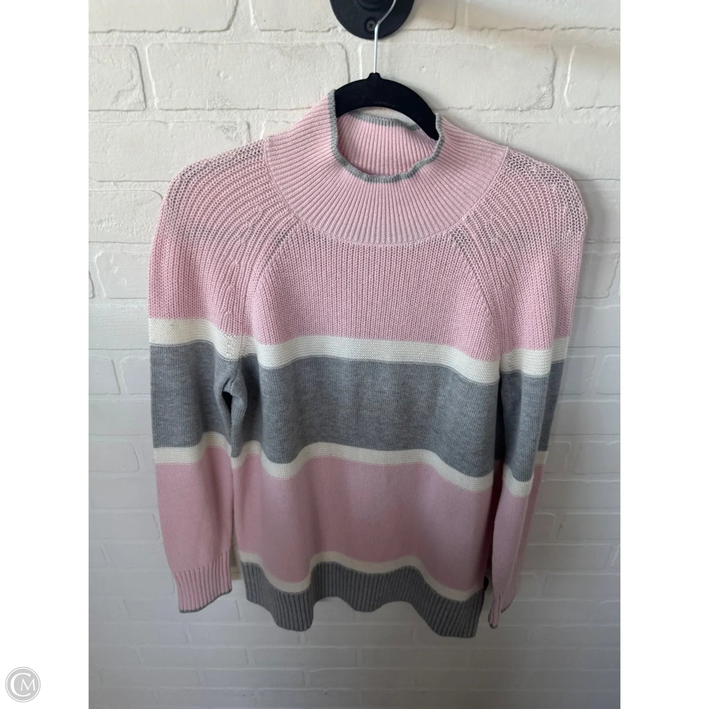 Sweater By Talbots In Grey & Pink, Size: M