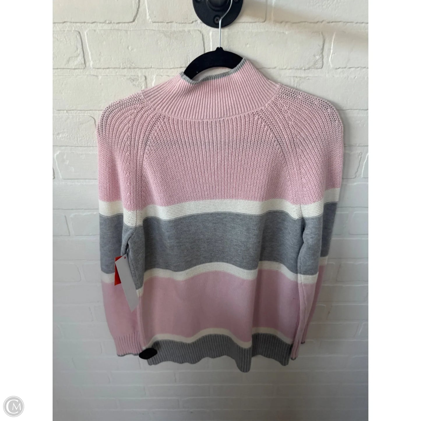Sweater By Talbots In Grey & Pink, Size: M