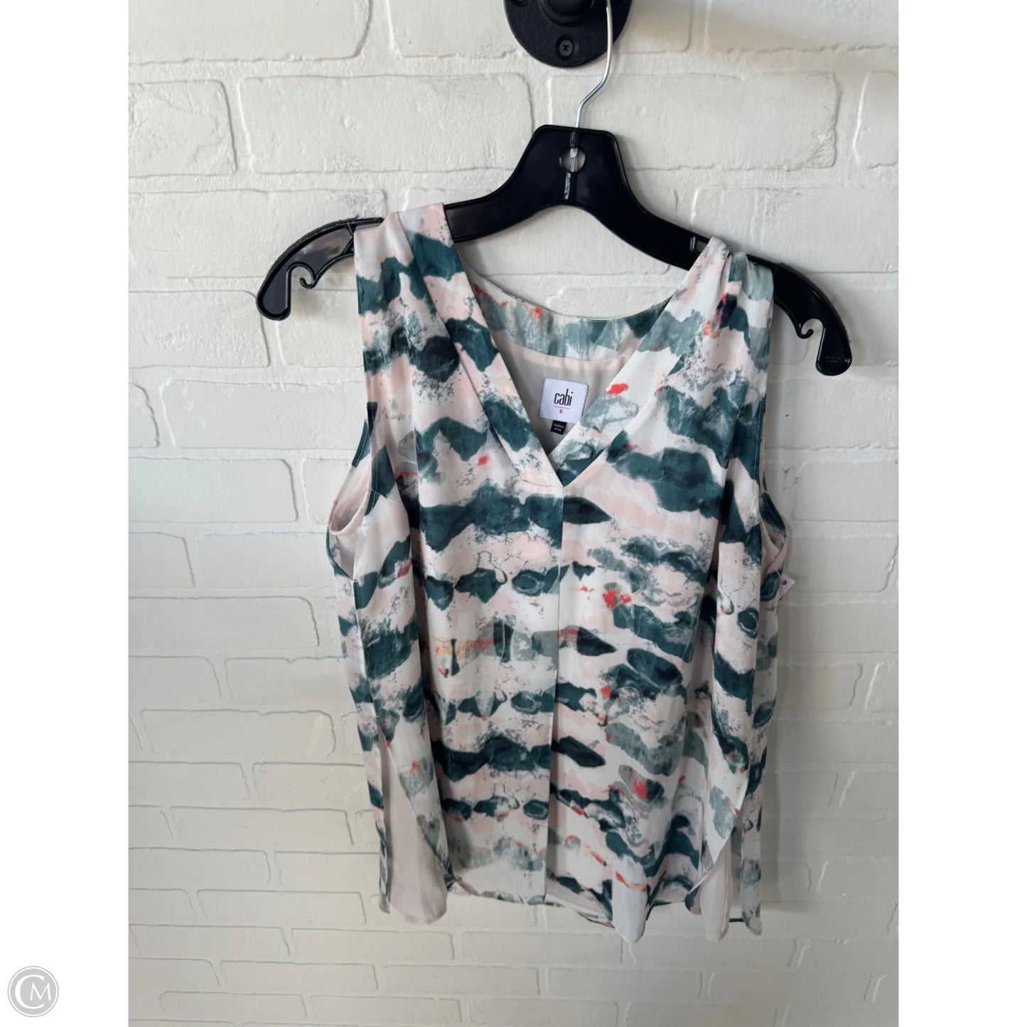 Blouse Sleeveless By Cabi In Green & Orange, Size: S