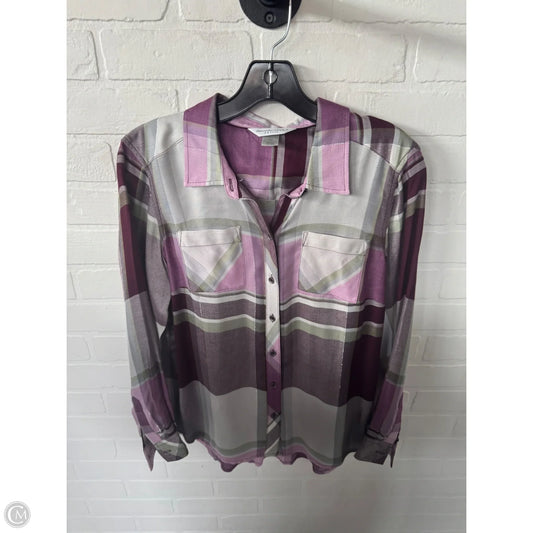 Top Long Sleeve By Christopher And Banks In Grey & Purple, Size: Sp