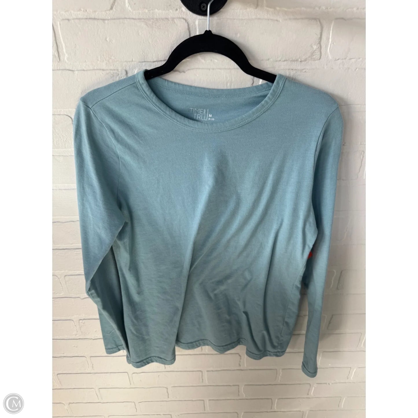 Top Long Sleeve Basic By Time And Tru In Green, Size: M