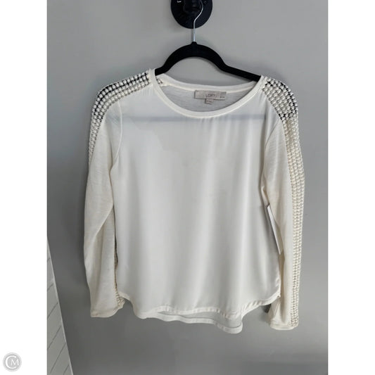 Blouse Long Sleeve By Loft In Cream, Size: Mp