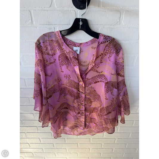 Blouse Long Sleeve By Cabi In Pink & Tan, Size: L