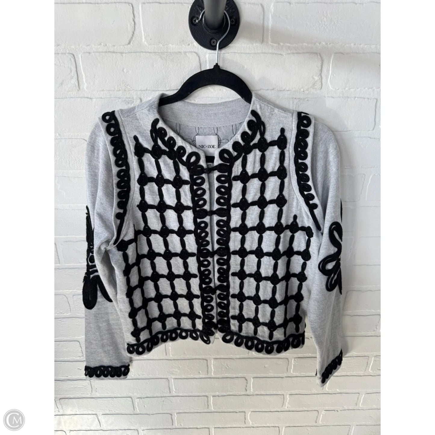 Sweater Cardigan By Nic + Zoe In Black & Grey, Size: S