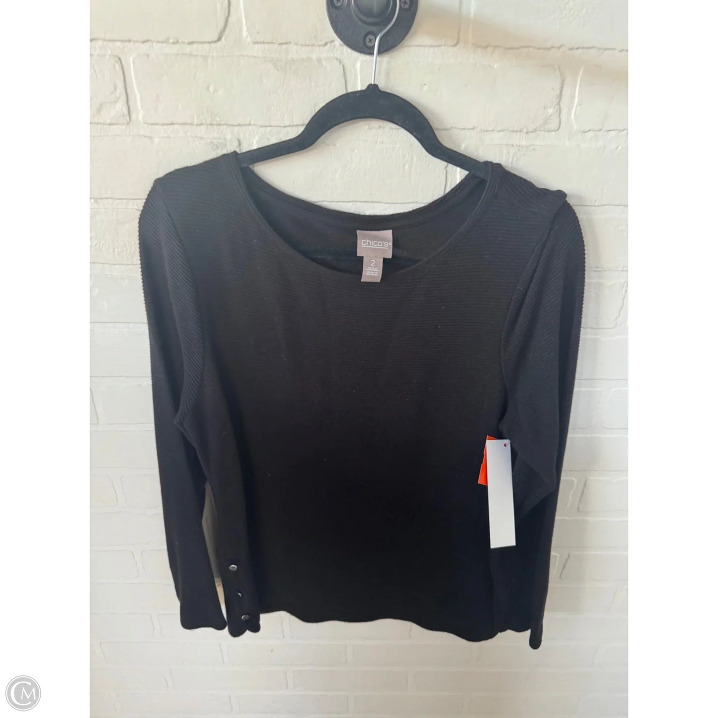 Top Long Sleeve By Chicos In Black, Size: L