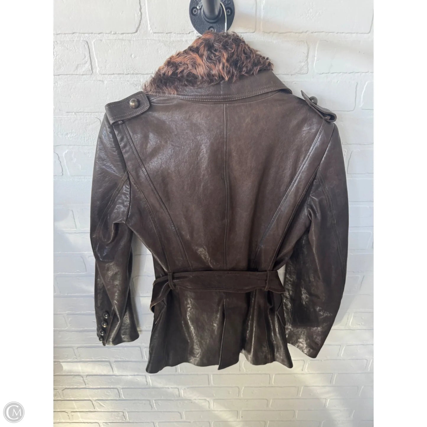Jacket Leather By Cmc In Brown, Size: M