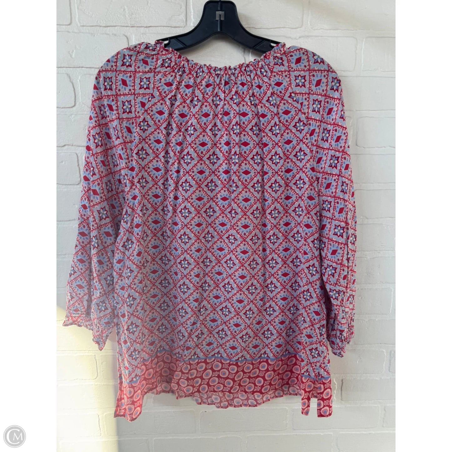 Top 3/4 Sleeve By Talbots In Blue & Red & White, Size: L