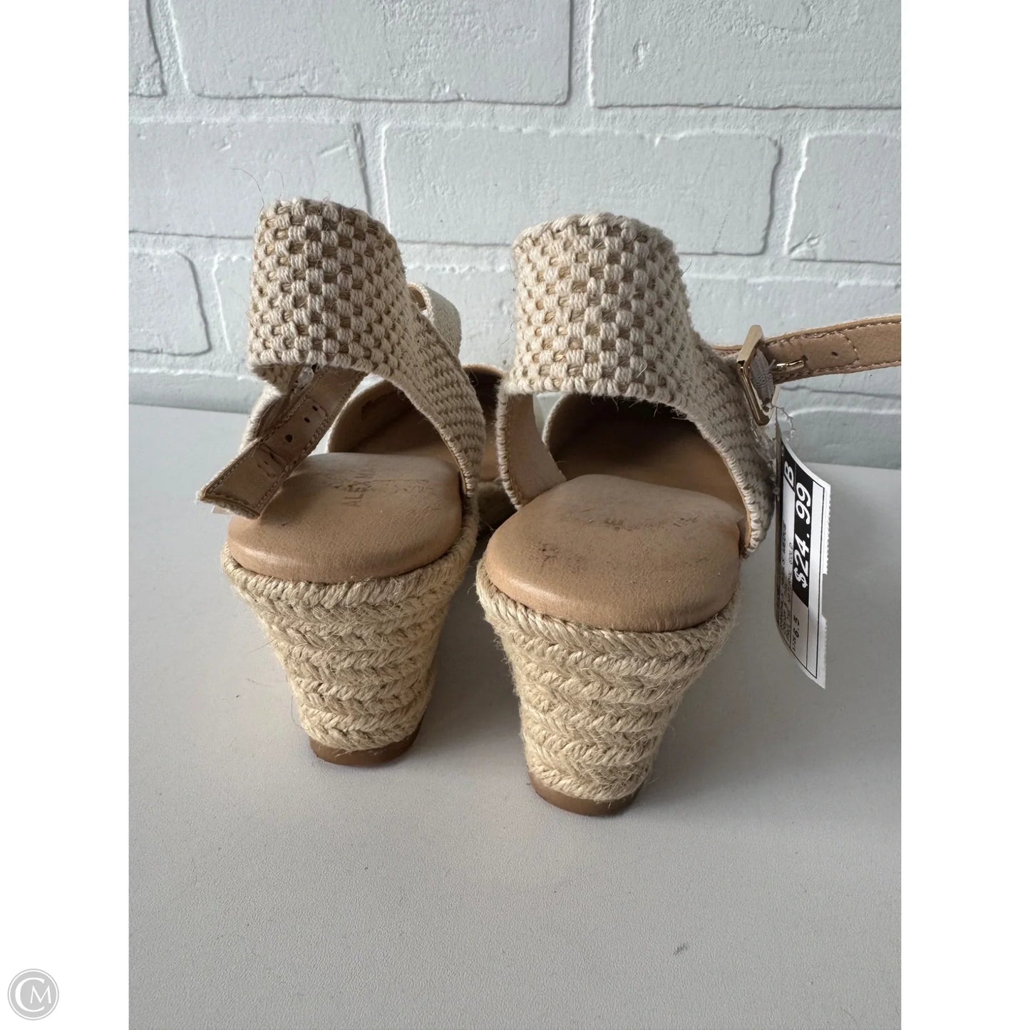 Sandals Heels Wedge By Alex Marie In Cream & Tan, Size: 6.5