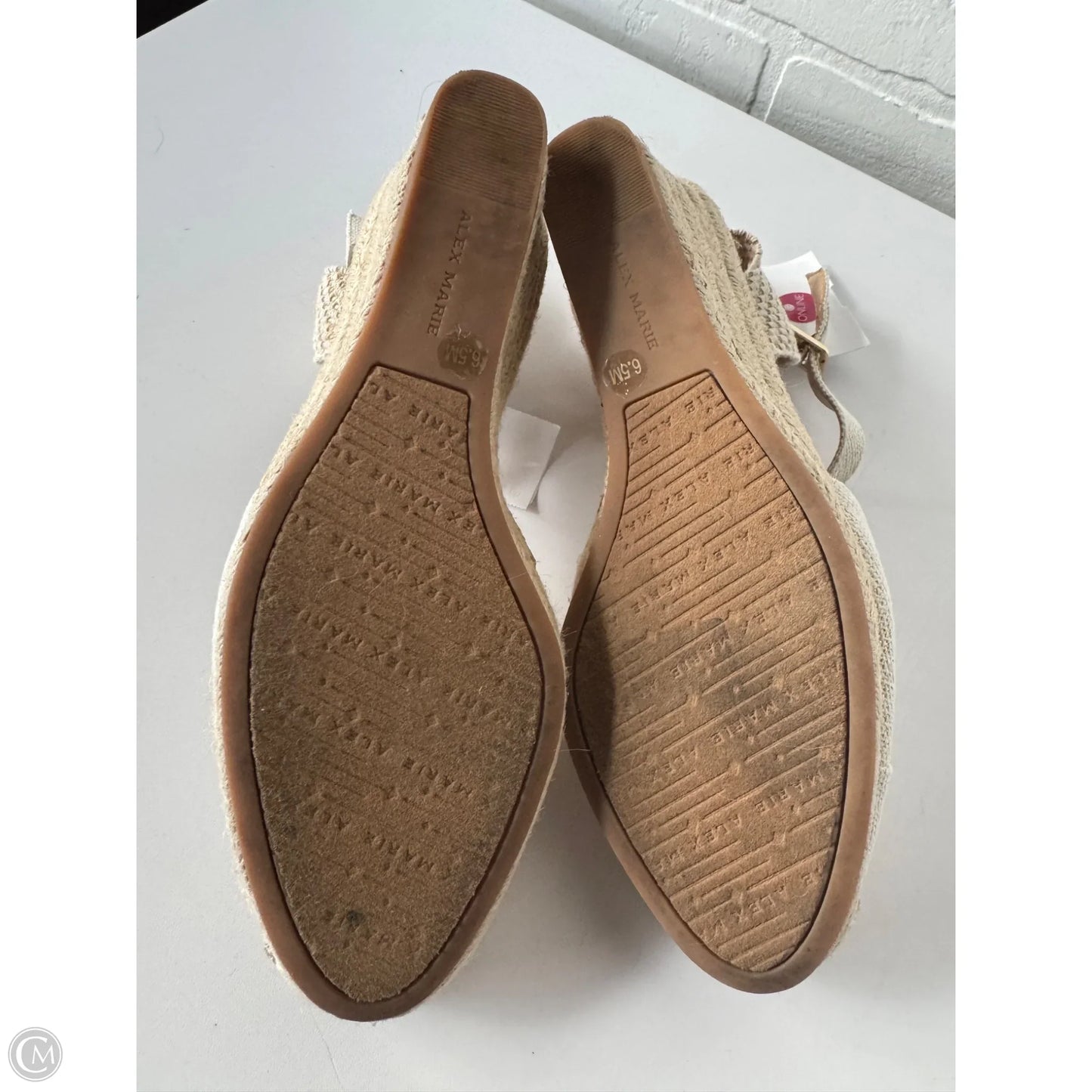 Sandals Heels Wedge By Alex Marie In Cream & Tan, Size: 6.5