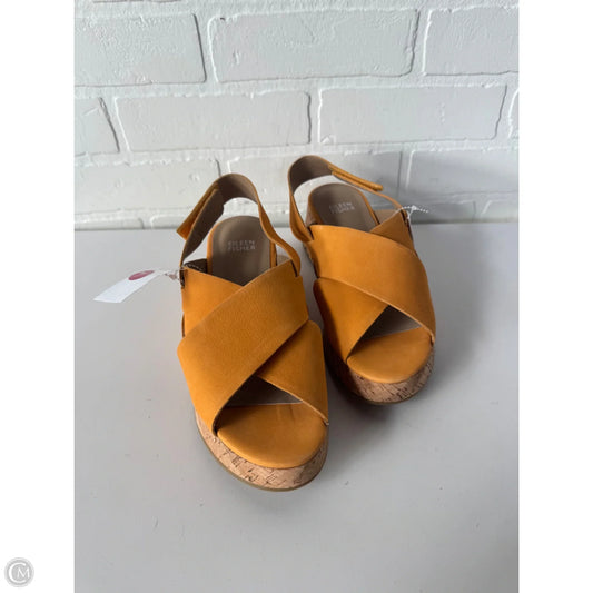 Sandals Heels Wedge By Eileen Fisher In Yellow, Size: 7.5