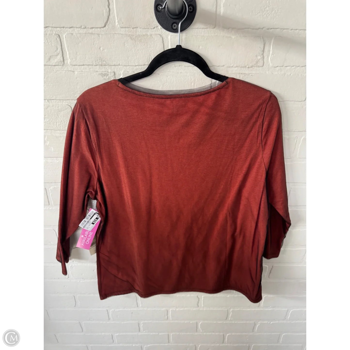 Top 3/4 Sleeve By Coldwater Creek In Black & Orange, Size: L