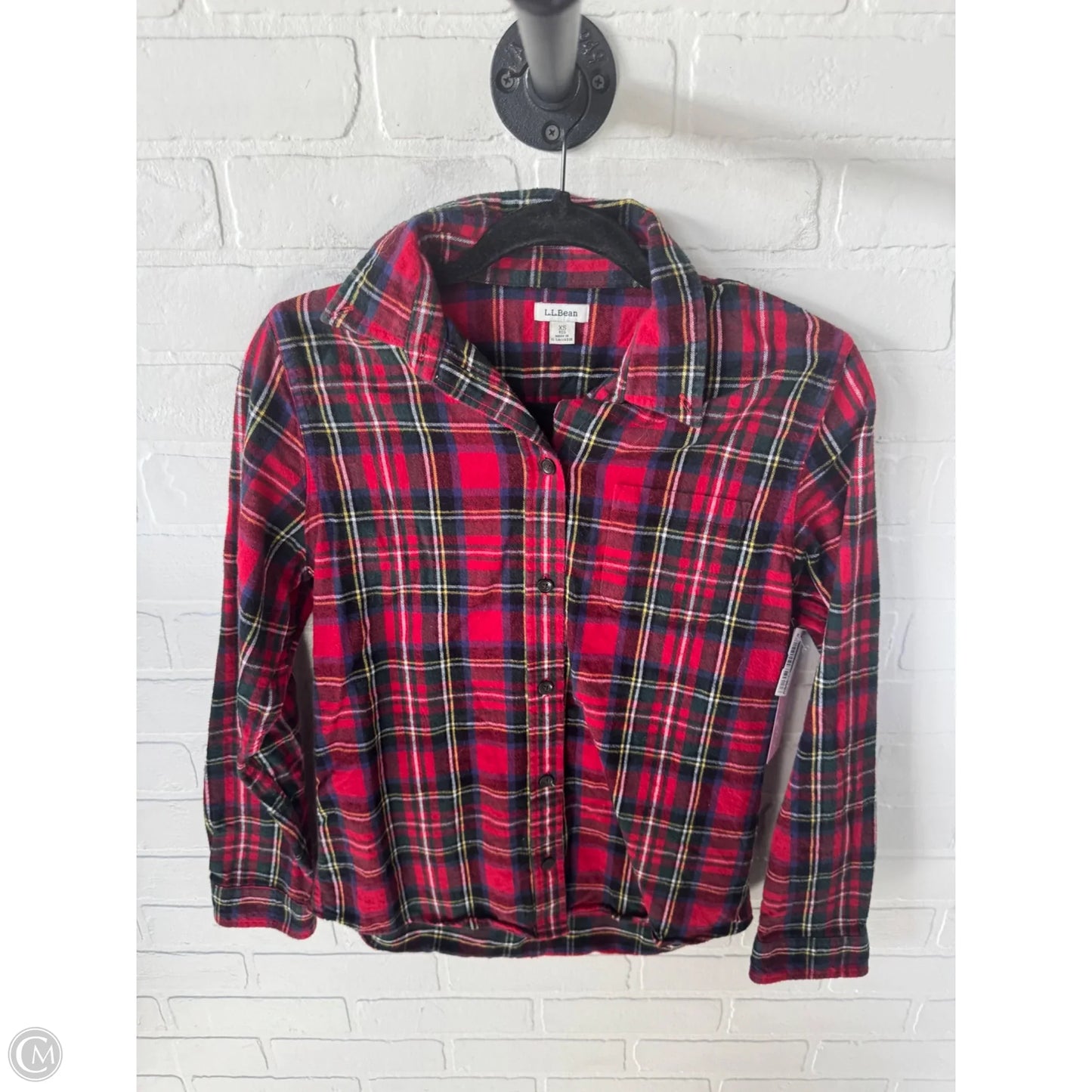 Top Long Sleeve By L.l. Bean In Red & Yellow, Size: Xs