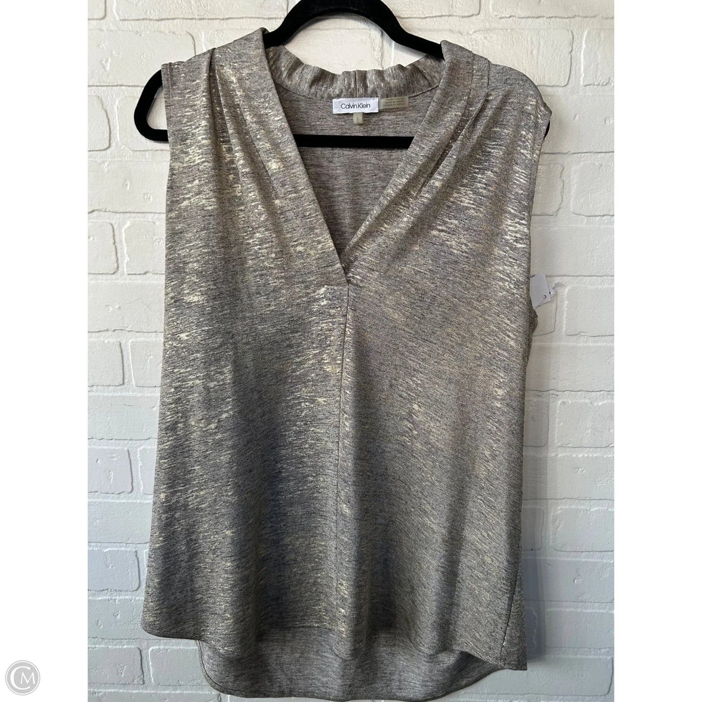 Top Sleeveless By Calvin Klein In Gold, Size: L