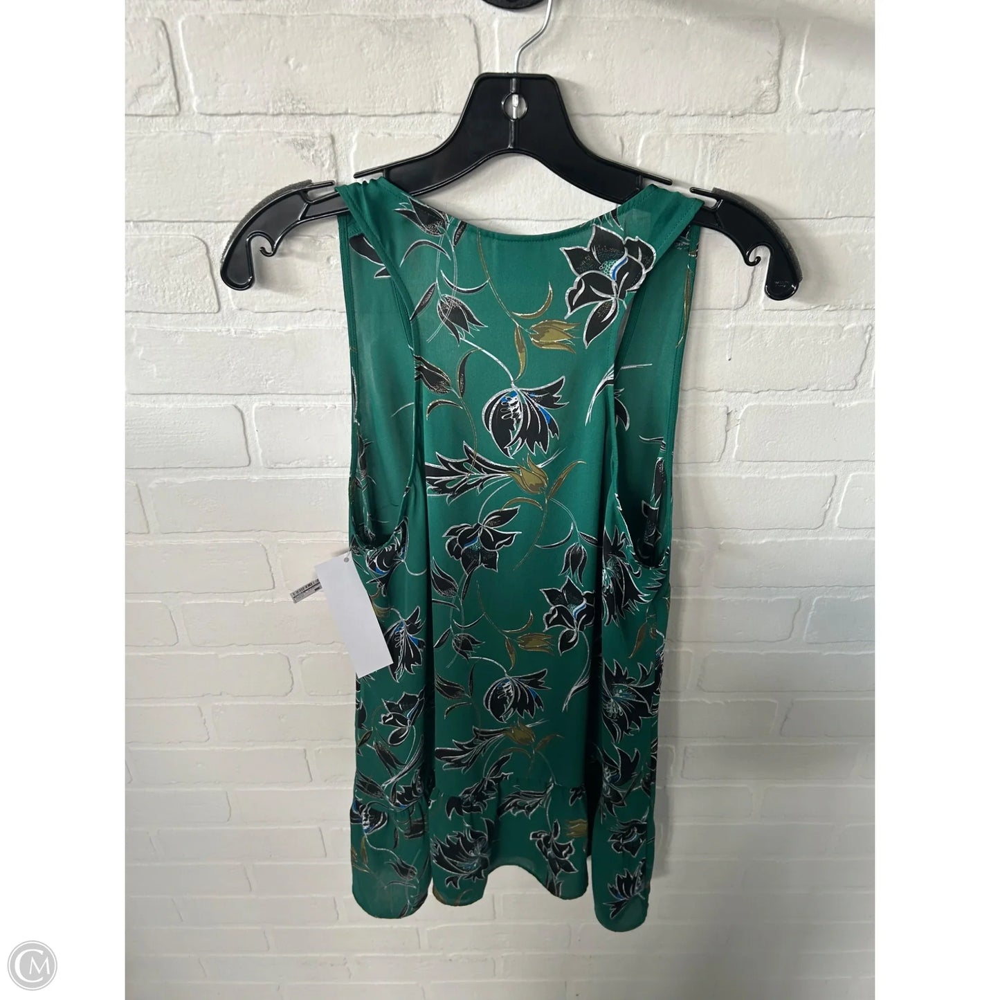 Blouse Sleeveless By Cabi In Green & White, Size: M