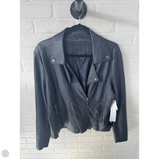 Jacket Moto By Max Studio In Navy, Size: Xl