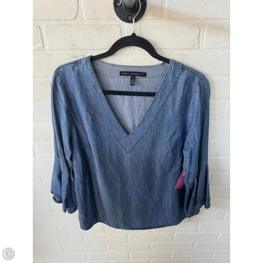 Top 3/4 Sleeve By White House Black Market In Blue Denim, Size: L