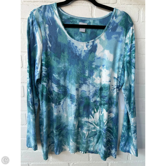 Top Long Sleeve By Chicos In Blue & Grey, Size: L