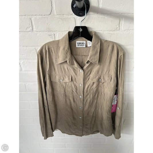 Blouse Long Sleeve By Chicos In Brown, Size: M