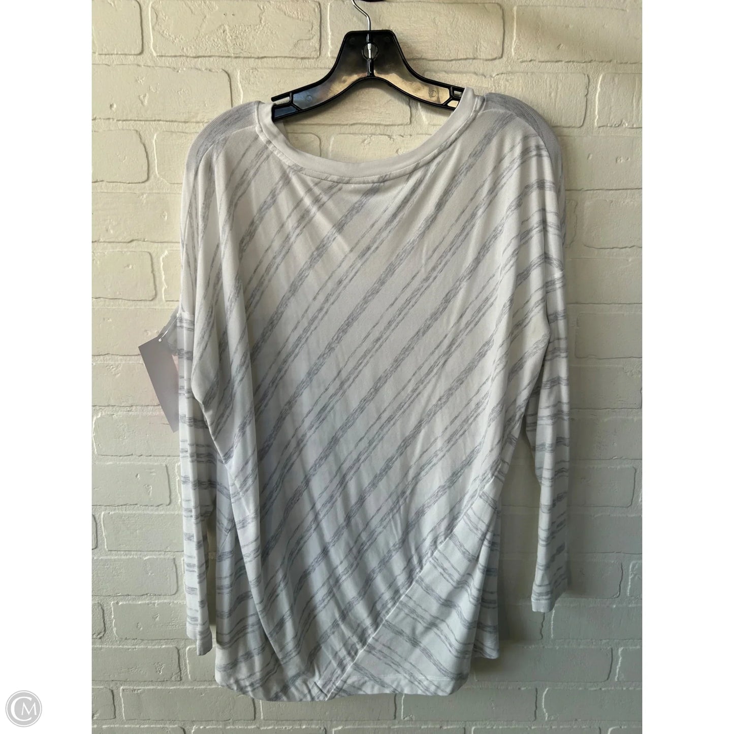 Top Long Sleeve By Cabi In Grey & White, Size: M