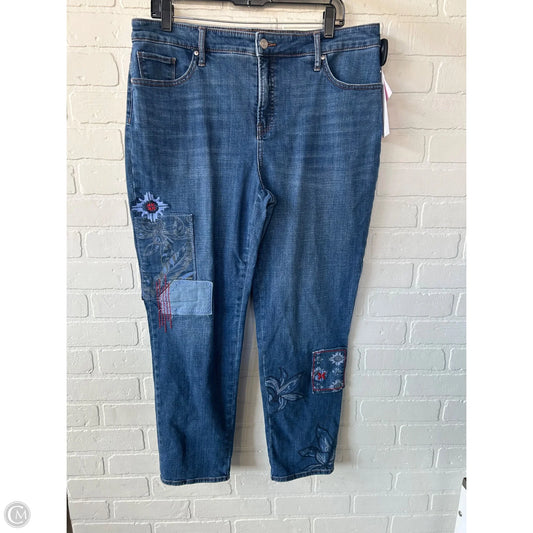 Jeans Boyfriend By Chicos In Blue & Red, Size: 14