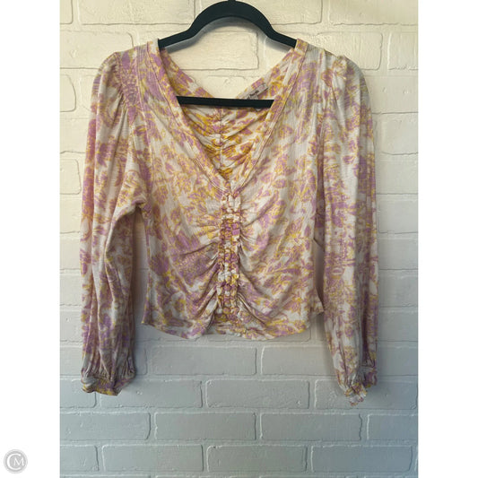Top Long Sleeve By Free People In Purple & Yellow, Size: S