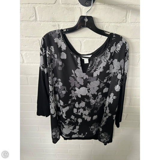 Tunic 3/4 Sleeve By Cj Banks In Black & White, Size: 2x