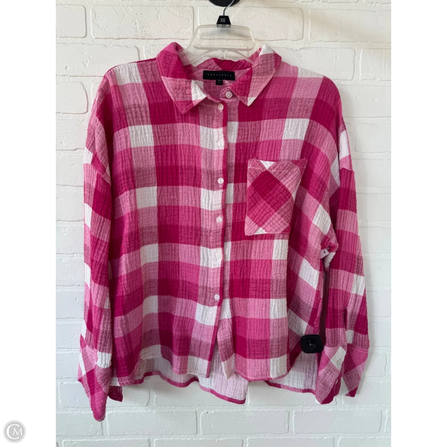 Top Long Sleeve By Sanctuary In Pink & White, Size: L