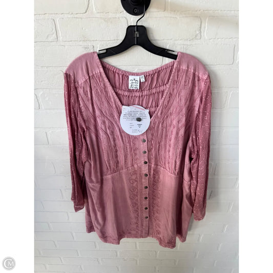 Tunic 3/4 Sleeve By Parsley & Sage In Pink, Size: 2x
