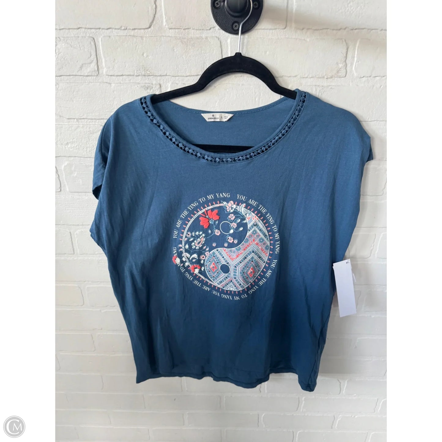 Top Short Sleeve Basic By Clothes Mentor In Blue & Orange, Size: L