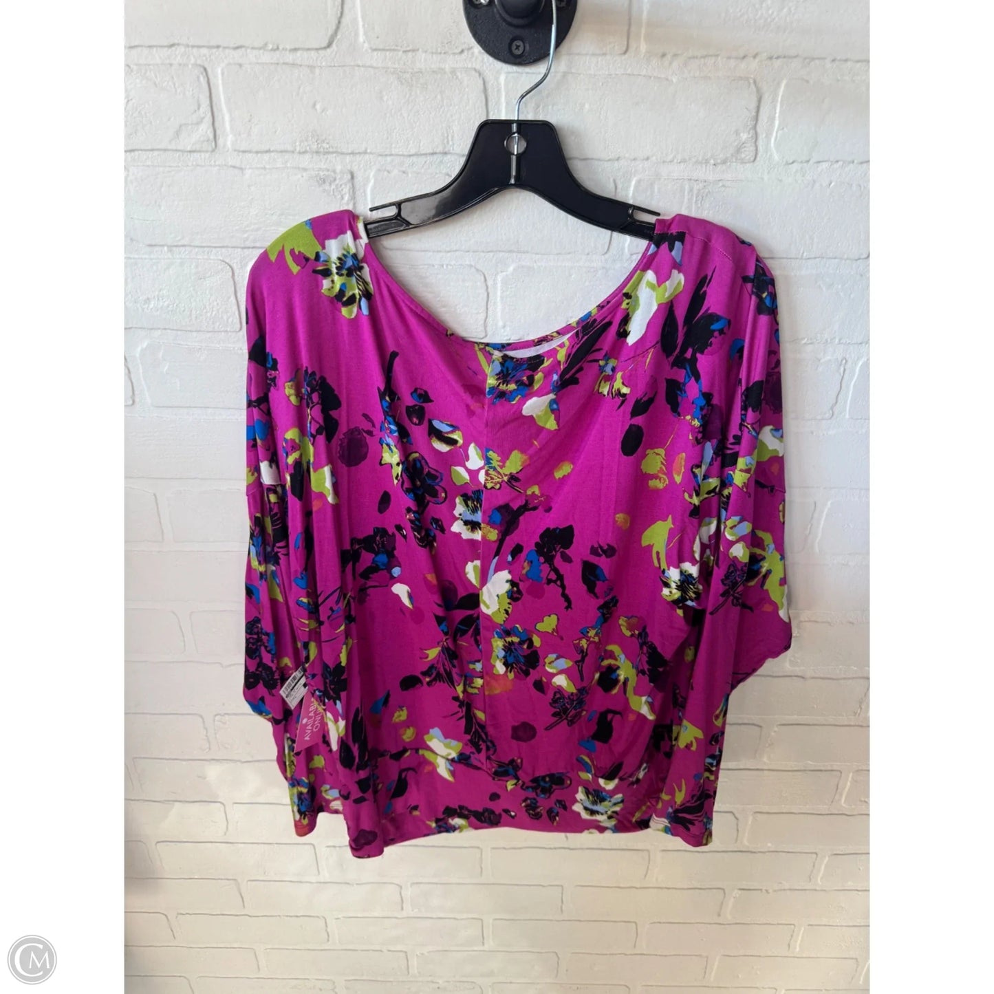 Top Long Sleeve By Inc In Pink & White, Size: L