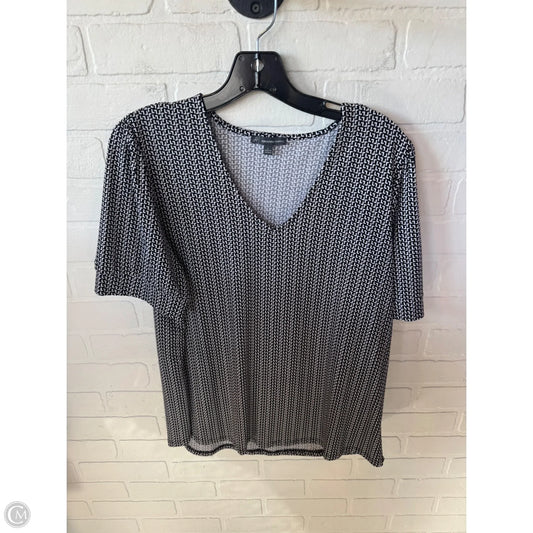 Blouse Short Sleeve By Adrianna Papell In Black & White, Size: L