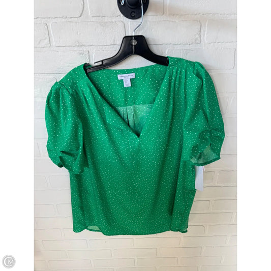 Blouse Short Sleeve By Carolina Belle In Green & White, Size: L