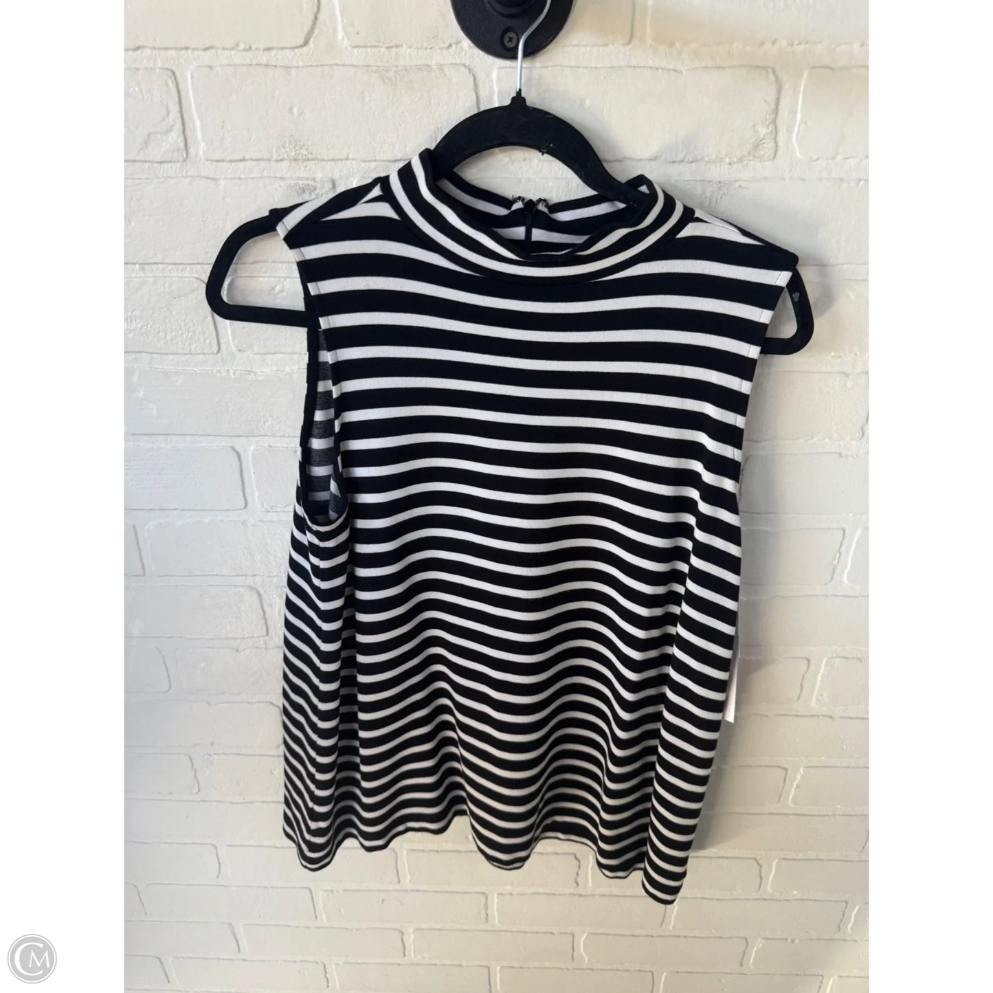 Top Sleeveless By Loft In Black & White, Size: M