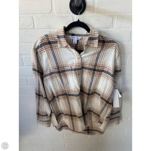 Top Long Sleeve By Old Navy In Brown & Cream, Size: M