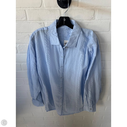 Blouse Long Sleeve By Aerie In Blue, Size: M
