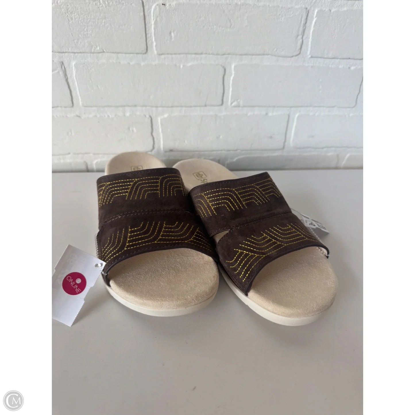 Sandals Flats By Spenco In Brown & Gold, Size: 8