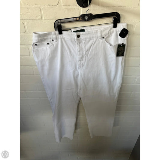 Jeans Cropped By Lauren By Ralph Lauren In White Denim, Size: 20