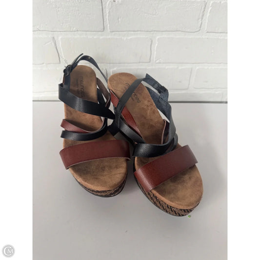 Sandals Heels Wedge By Maurices In Black & Brown, Size: 9