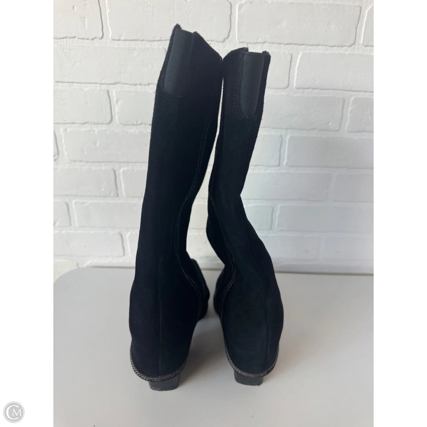Boots Knee Heels By Marc Fisher In Black & Tan, Size: 11