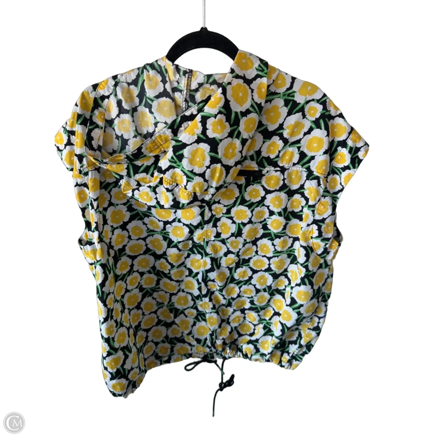 Vest Designer By Diane Von Furstenberg In Black & Yellow, Size: L