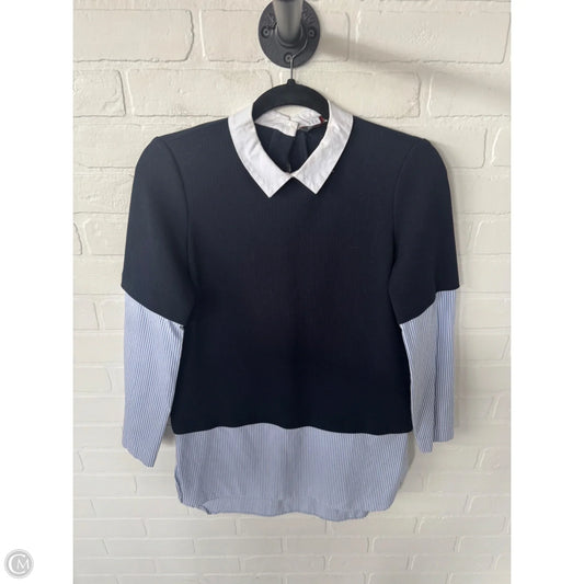 Top Long Sleeve By Zara In Blue & White, Size: S