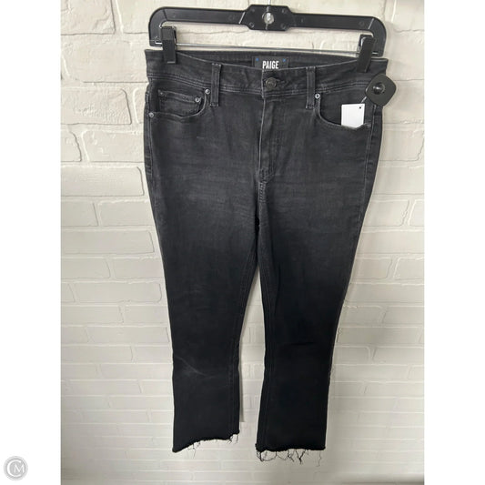 Jeans Straight By Paige In Black Denim, Size: 4